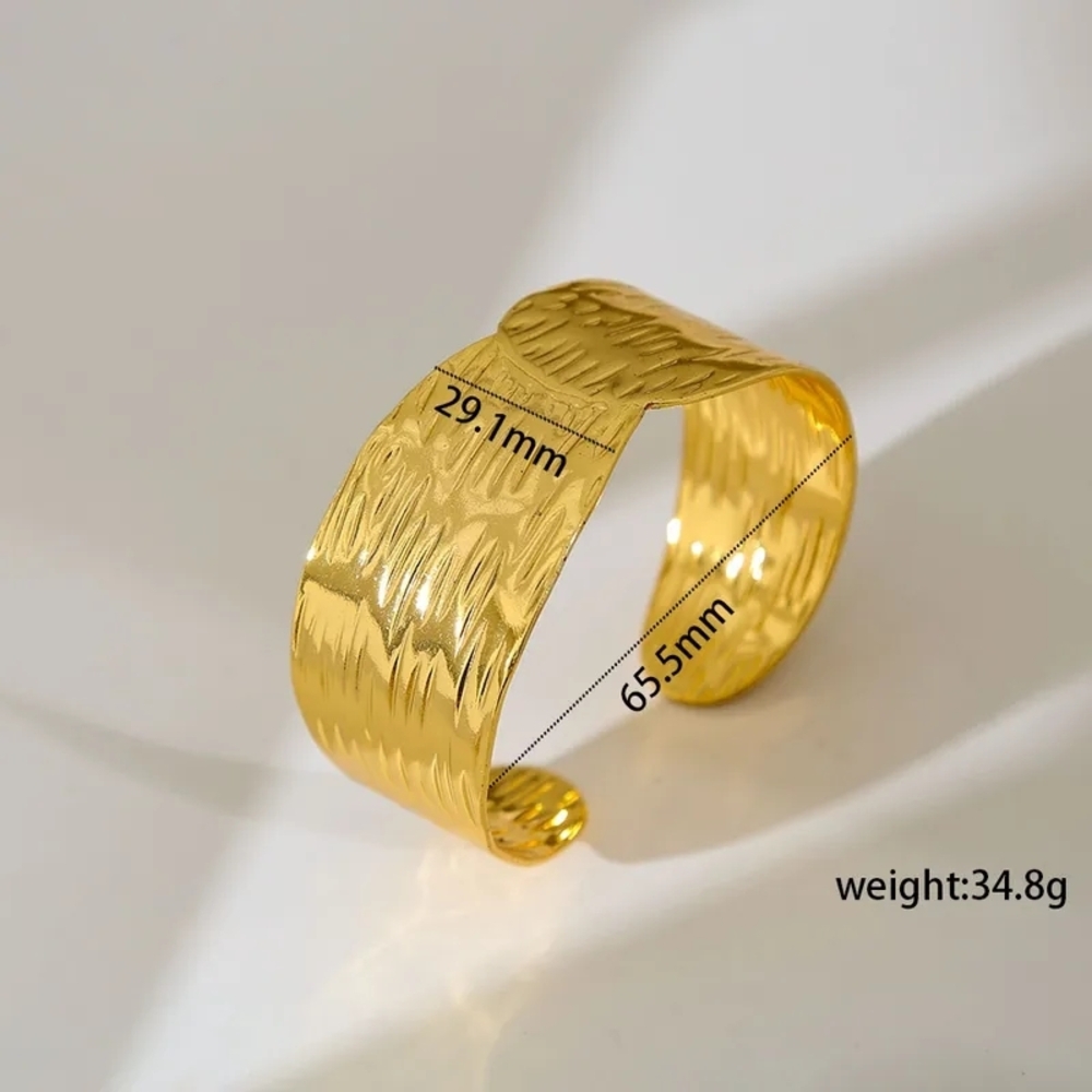 Source Unknown Gold Textured Wide Cuff Bracelet